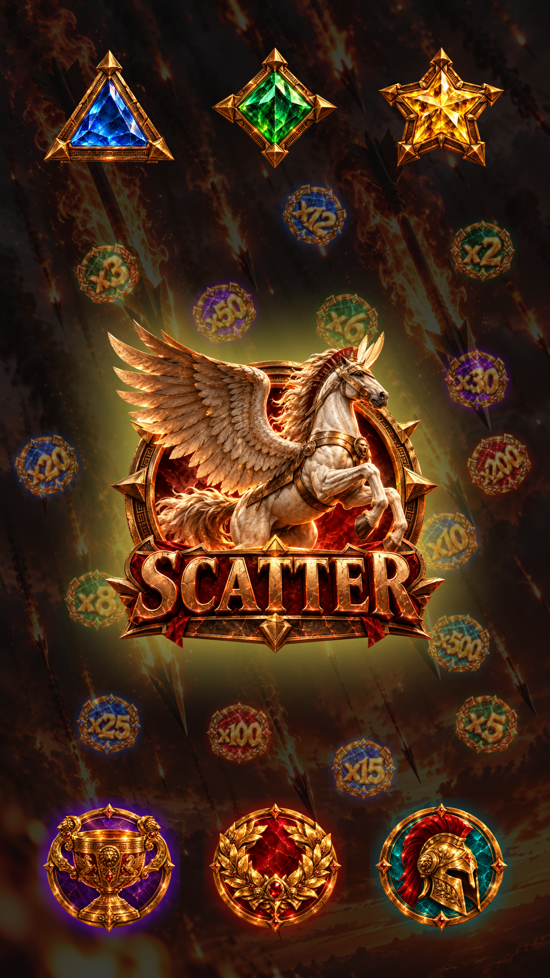 Jewel tiers, multiplier seals and winged Scatter symbol
