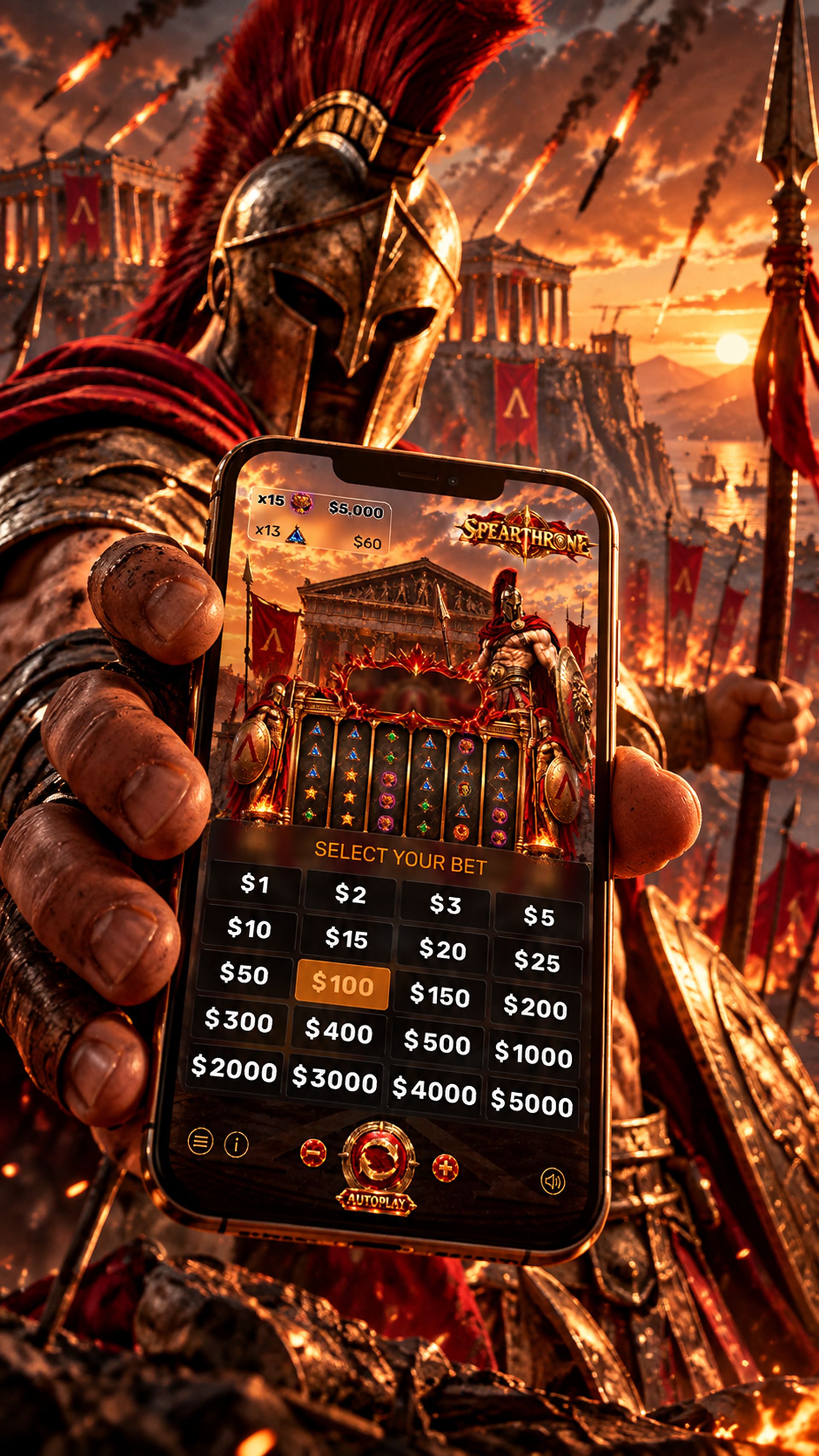 Spearthrone mobile game and bet selection